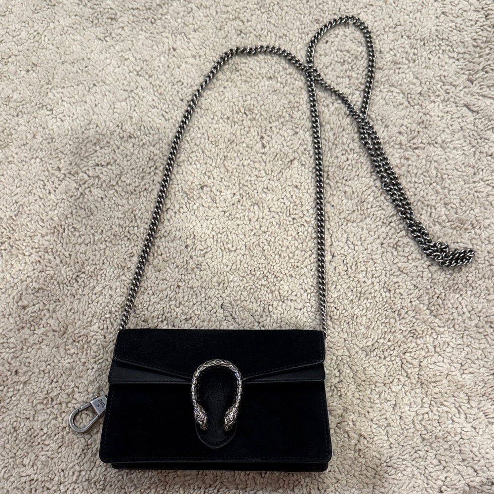 Gucci Black Crossbody Bag with Silver Chain